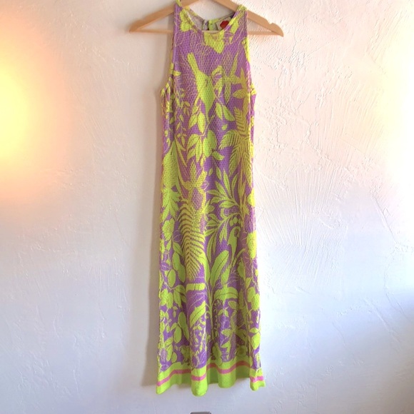 Farm Rio for Anthropologie✨Knit Floral Midi Dress- Purple/Green - Picture 2 of 10